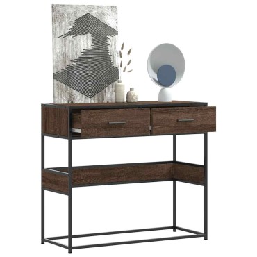 vidaXL Τραπέζι Κονσόλα Καφέ Δρυς 90x35x80cm Επεξεργασμένο Ξύλο 1 τεμ.
