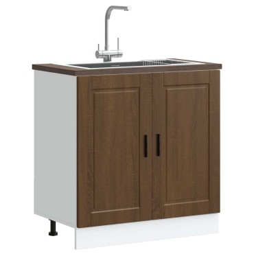 vidaXL Ντουλάπι βάσης νεροχύτη Porto Καφέ Δρυς 80x46x81,5cm 1 τεμ.