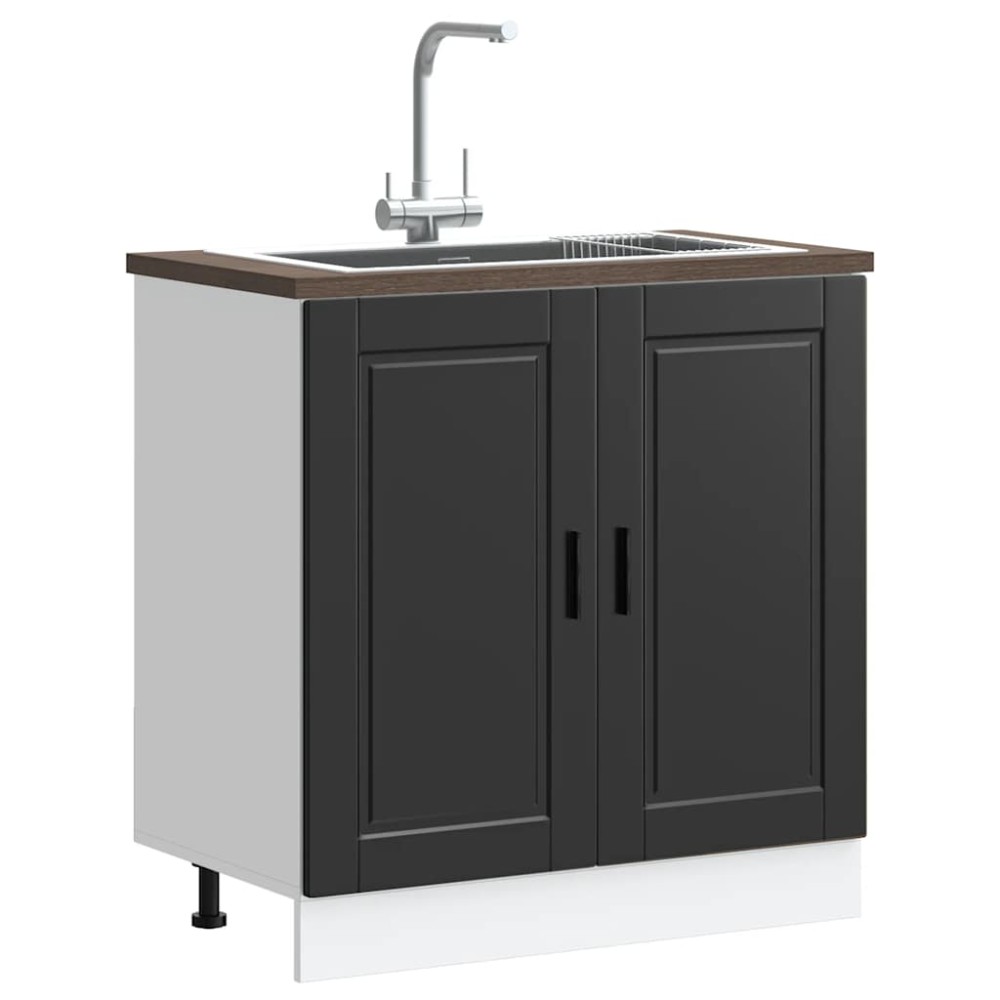 vidaXL Ντουλάπι βάσης νεροχύτη Porto Μαύρο 80x46x81,5cm 1 τεμ.