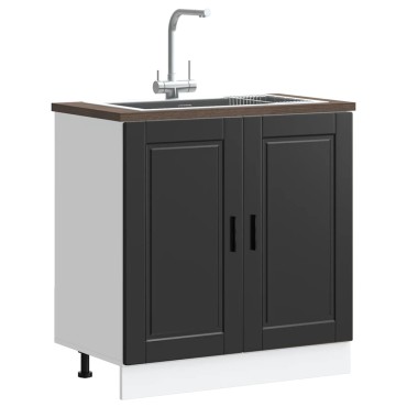 vidaXL Ντουλάπι βάσης νεροχύτη Porto Μαύρο 80x46x81,5cm 1 τεμ.