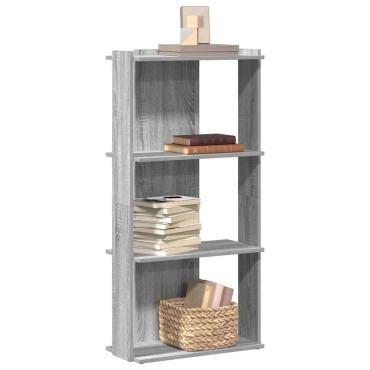 vidaXL Βιβλιοθήκη 3 Επιπέδων Γκρι Sonoma 60x30x120cm Επεξεργ. Ξύλο 1 τεμ.