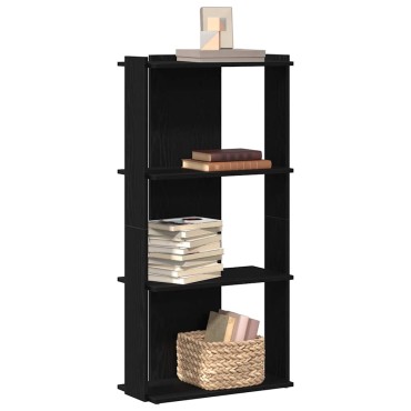 vidaXL Βιβλιοθήκη 3 Επιπέδων Μαύρη 60x30x120cm Επεξεργασμένο Ξύλο 1 τεμ.