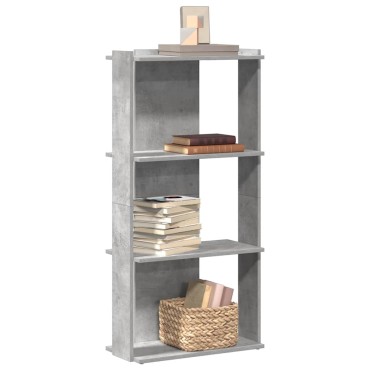 vidaXL Βιβλιοθήκη 3 επιπέδων Μπετόν Γκρι 60x30x120cm Ξύλινη κατασκευή 1 τεμ.