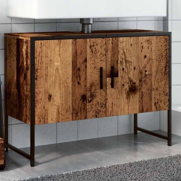vidaXL Ντουλάπι νιπτήρα μπάνιου Παλιό ξύλο 80x33x60cm 1 τεμ.