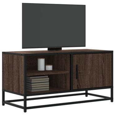 vidaXL Έπιπλο Τηλεόρασης Καφέ Δρυς 80x34,5x40cm Επεξ. Ξύλο/Μέταλλο