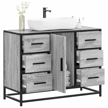 vidaXL Ντουλάπι Μπάνιου Νιπτήρα Γκρι Sonoma 80x33x60cm Επεξ. Ξύλο