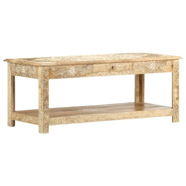 vidaXL Τραπέζι με Χειροπ. Λεπτομέρειες 110x50x45cm Μασίφ Ξύλο Μάνγκο 1 τεμ.