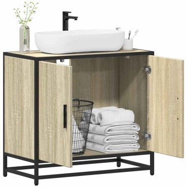 vidaXL Ντουλάπι Νιπτήρα Μπάνιου Sonoma Δρυς 65x33x60cm Επεξ. Ξύλο 1 τεμ.