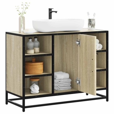 vidaXL Ντουλάπι Μπάνιου Νιπτήρα Sonoma Δρυς 80x33x60cm Επεξ. Ξύλο