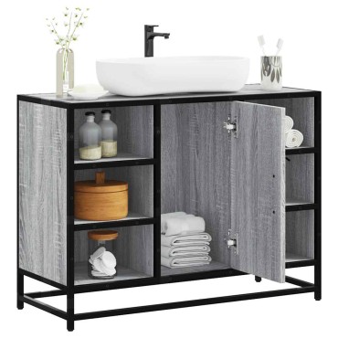 vidaXL Ντουλάπι Μπάνιου Νιπτήρα Γκρι Sonoma 80x33x60cm Επεξ. Ξύλο