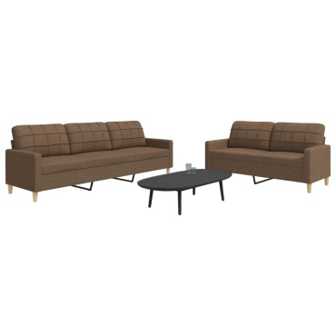 vidaXL Σετ Σαλονιού 2 τεμ. Καφέ Υφασμάτινο 157x77x80cm  Διθέσιος Τριθέσιος