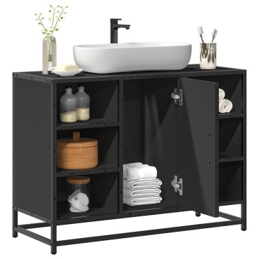 vidaXL Ντουλάπι Μπάνιου Νιπτήρα Μαύρο 80x33x60cm Επεξ. Ξύλο