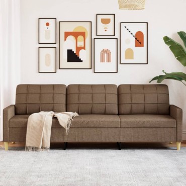 vidaXL Καναπές Τριθέσιος Καφέ Υφασμάτινος 226x77x80cm 1 τεμ.