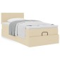 vidaXL Οθωμανικό κρεβάτι με στρώμα Cream 90x200cm ύφασμα