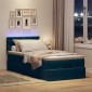 vidaXL Οθωμανικό κρεβάτι με στρώμα & LEDs Σκούρο μπλε 80x200cm Βελούδο