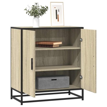 vidaXL Sideboard Sonoma Oak 68x35x76cm Κατασκευασμένο ξύλο και μέταλλο 1 τεμ.