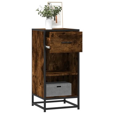 vidaXL Ραφιέρα Καπνιστή Δρυς 35,5x35x76cm Επεξ. Ξύλο + Μέταλλο 1 τεμ.