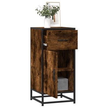 vidaXL Ραφιέρα Καπνιστή Δρυς 35,5x35x76cm Επεξ. Ξύλο + Μέταλλο 1 τεμ.