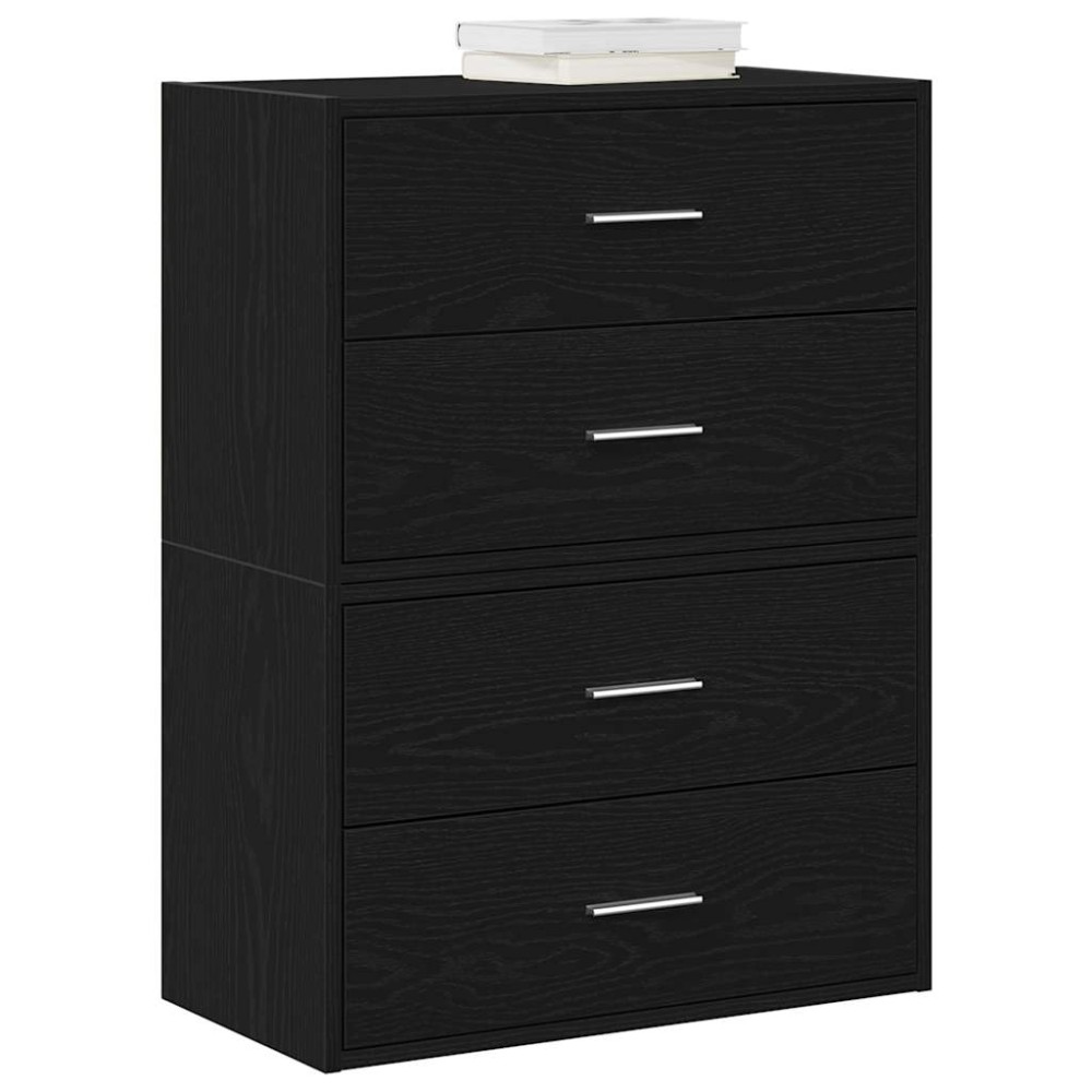 vidaXL Ντουλάπια με 2 συρτάρια 2 τεμ. Μαύρη δρυς 60x31x40cm