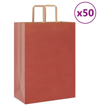 vidaXL Χάρτινες σακούλες 50 τεμάχια με χερούλια Κόκκινο 32x17x44 εκ.