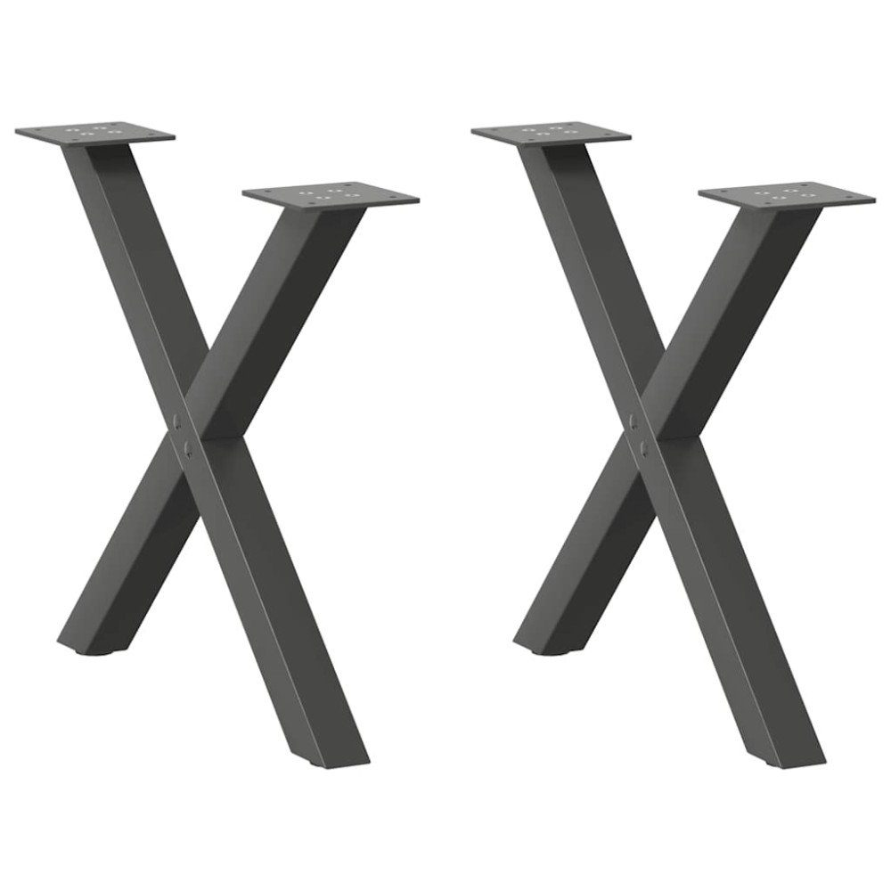 vidaXL Πόδια Τραπεζιού Σαλονιού σε Σχήμα Χ, 2 τεμ. Ανθρακί 60x(42-43)cm Ατσάλι
