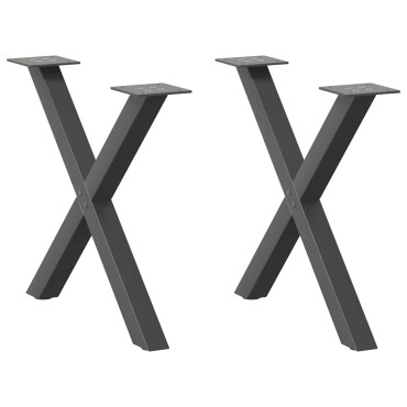 vidaXL Πόδια Τραπεζιού Σαλονιού σε Σχήμα Χ, 2 τεμ. Ανθρακί 60x(42-43)cm Ατσάλι