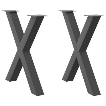vidaXL Πόδια τραπεζαρίας σε σχήμα Χ 2 τεμ. Ανθρακί 80x(72-73)cm