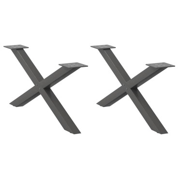 vidaXL Πόδια Τραπεζιού Σαλονιού σε Σχήμα Χ 2 τεμ. Ανθρακί 70x(30-31)cm Ατσάλι