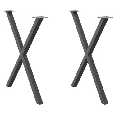 vidaXL Πόδια τραπεζαρίας σε σχήμα Χ 2 τεμ. Ανθρακί 80x(72-73)cm