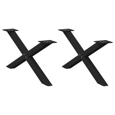vidaXL Πόδια τραπεζιού σαλονιού σε σχήμα Χ 2 τεμ. Μαύρο 70x(30-31) cm