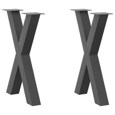 vidaXL Πόδια τραπεζαρίας σε σχήμα Χ 2 τεμ. Ανθρακί 60x(72-73)cm