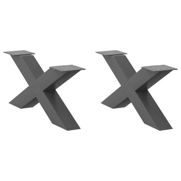vidaXL Πόδια τραπεζιού σαλονιού σε σχήμα Χ 2 τεμ. Ανθρακί 70x(30-31) cm