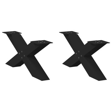 vidaXL Πόδια τραπεζιού σαλονιού σε σχήμα Χ 2 τεμ. Μαύρο 70x(30-31) cm