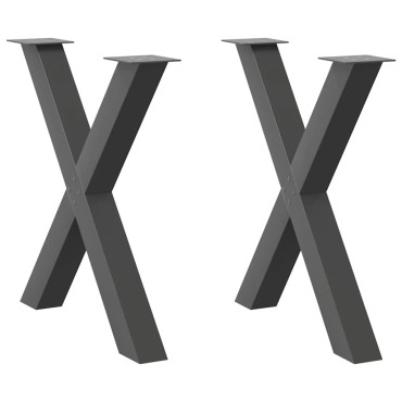 vidaXL Πόδια τραπεζαρίας σε σχήμα Χ 2 τεμ. Ανθρακί 70x(72-73)cm