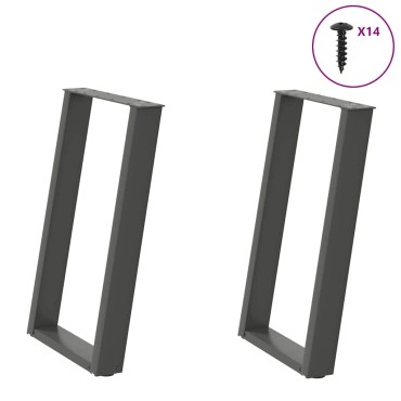 vidaXL Πόδια τραπεζαρίας σε σχήμα U 2 τεμ. Ανθρακί 50x(72-73)cm