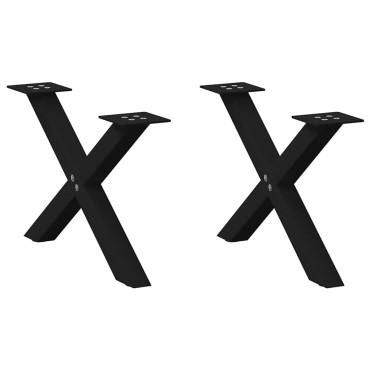 vidaXL Πόδια τραπεζιού σαλονιού σε σχήμα Χ 2 τεμ. Μαύρο 60x(30-31) cm