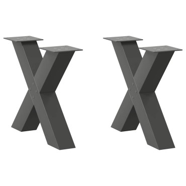 vidaXL Πόδια τραπεζιού σαλονιού σε σχήμα Χ 2 τεμ. Ανθρακί 50x(42-43)cm