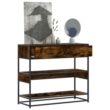 vidaXL Τραπέζι Κονσόλα Καπνιστή Δρυς 90x35x80cm Επεξεργασμένο Ξύλο 1 τεμ.