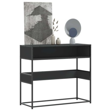 vidaXL Τραπέζι Κονσόλα Μαύρο 90x35x80cm Επεξεργασμένο Ξύλο 1 τεμ.
