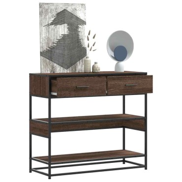 vidaXL Τραπέζι Κονσόλα Καφέ Δρυς 90x35x80cm Επεξεργασμένο Ξύλο 1 τεμ.