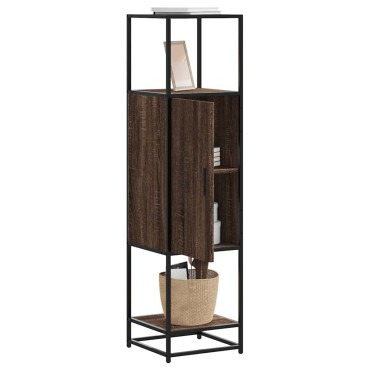 vidaXL Highboard καφέ δρυς Κατασκευασμένο ξύλο και μέταλλο 35,5x35x139 cm 1 τεμ.