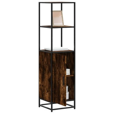 vidaXL Highboard Καπνιστή δρυς Κατασκευασμένο ξύλο και μέταλλο 35,5x35x139 cm 1 τεμ.