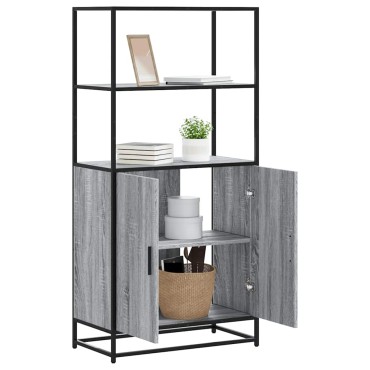vidaXL Highboard Grey Sonoma Κατασκευασμένο ξύλο και μέταλλο 68x35x139cm 1 τεμ.