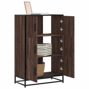 vidaXL Highboard καφέ δρυς Κατασκευασμένο ξύλο και μέταλλο 68x35x106,5cm 1 τεμ.