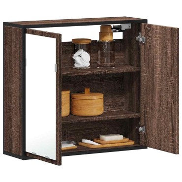 vidaXL ντουλάπι καθρέφτη μπάνιου καφέ δρυς 65x20x60cm