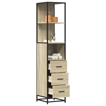 vidaXL Ντουλάπι μπάνιου Sonoma Oak 35x37,5x166cm Κατασκευασμένο ξύλο