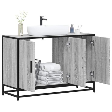 vidaXL Ντουλάπι νιπτήρα μπάνιου γκρι Sonoma 90x33x60cm