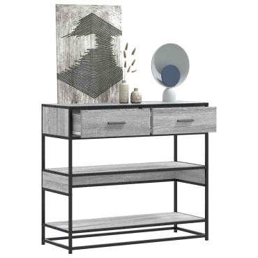 vidaXL Τραπέζι κονσόλας Γκρίζο Σονόμα 90x35x80cm Ξύλινη κατασκευή 1 τεμ.