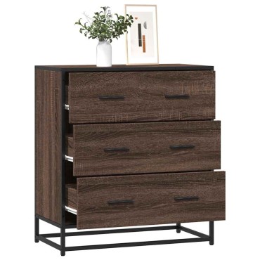 vidaXL Sideboard καφέ δρυς 68x35x76cm Κατασκευασμένο ξύλο και μέταλλο 1 τεμ.