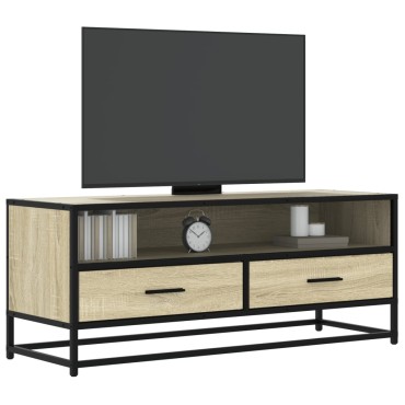 vidaXL Έπιπλο Τηλεόρασης Sonoma Δρυς 100x34,5x40cm Επεξ. Ξύλο/Μέταλλο
